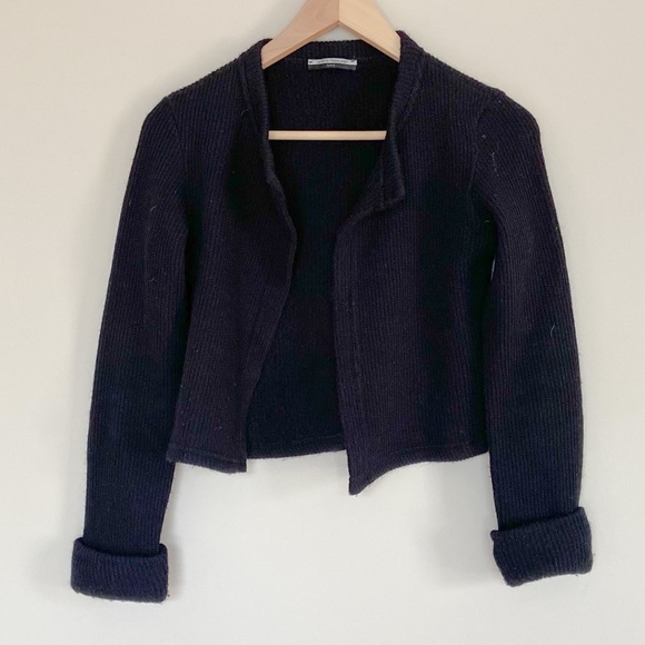 La Petite Francaise Knit Cropped Cardigan Black S - Picture 1 of 11